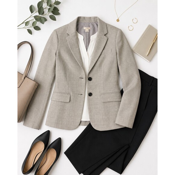 J. Crew Jackets & Blazers - J.Crew Women’s 6 Light Gray Lightweight Wool Blend 2 Button Blazer G7049
